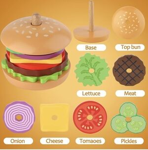 ♻️ 3/25$ ♻️ Wooden Burger Toy Set with Cards